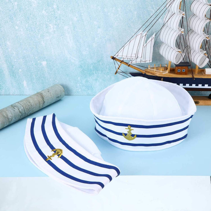 6 Pieces Sailor Captain Navy Hat Blue with White Sail Hats for Kid Navy Costume Dressing up Party Accessory(Classic Style)
