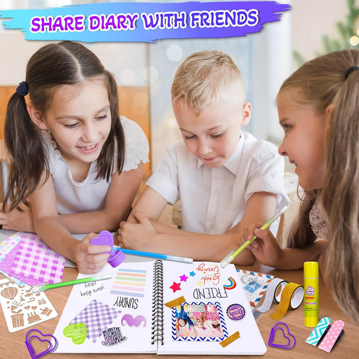 DIY Journal Kit for Girls, Scrapbook & Diary Supplies Set, Girls Diary Christmas Birthday Gifts for 8 9 10 11 12 13 14 Year