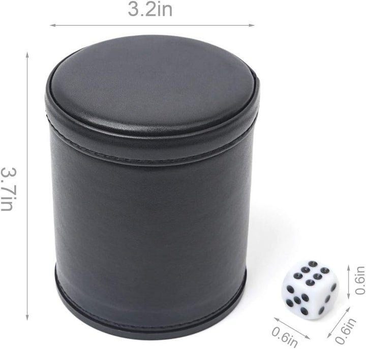 Felt Lined Professional Dice Cup - with 6 Dices Quiet for Yahtzee Game