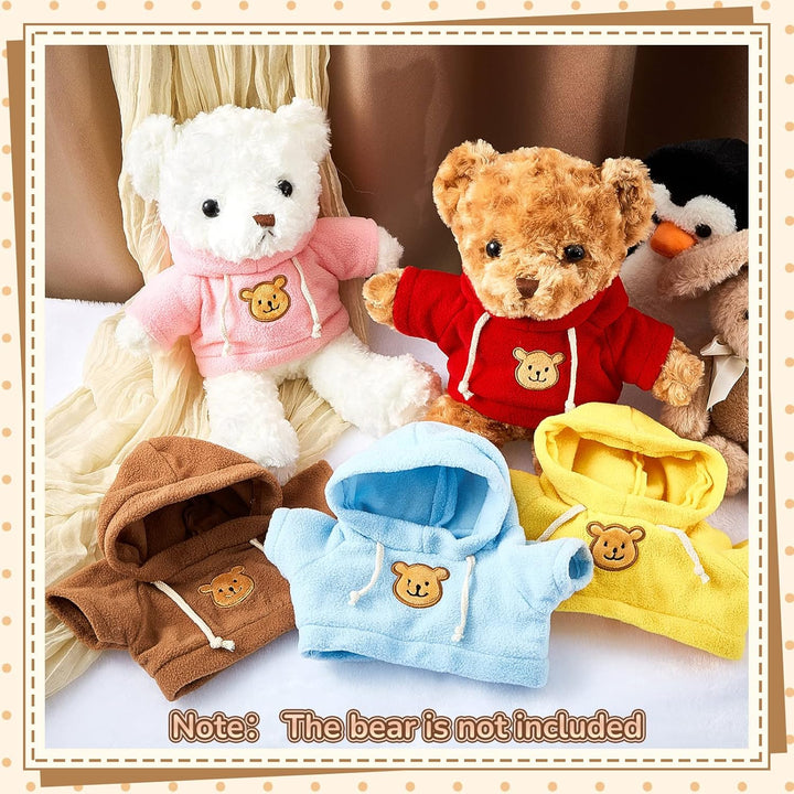 5 Pcs Bear Clothes Tee Hoodie Fit 14-18 Inches Bears Sublimation Stuffed Animal Cute Tiny DIY Toy Make Your Own Plush Doll Clothes (Cute Color)