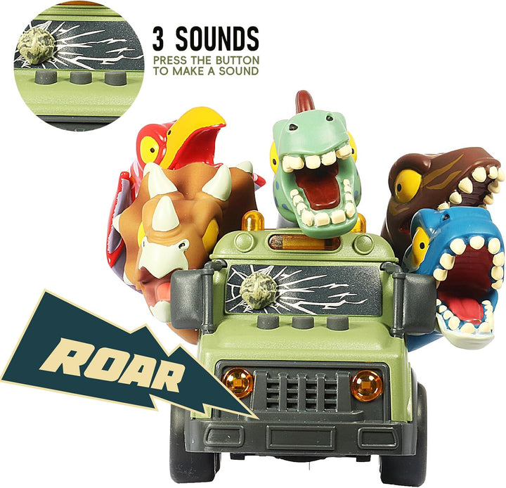 School Bus Toy with Light and Sound, Dinosaurs Friction Powered Car Bus Toys for Kids Crazy Dino