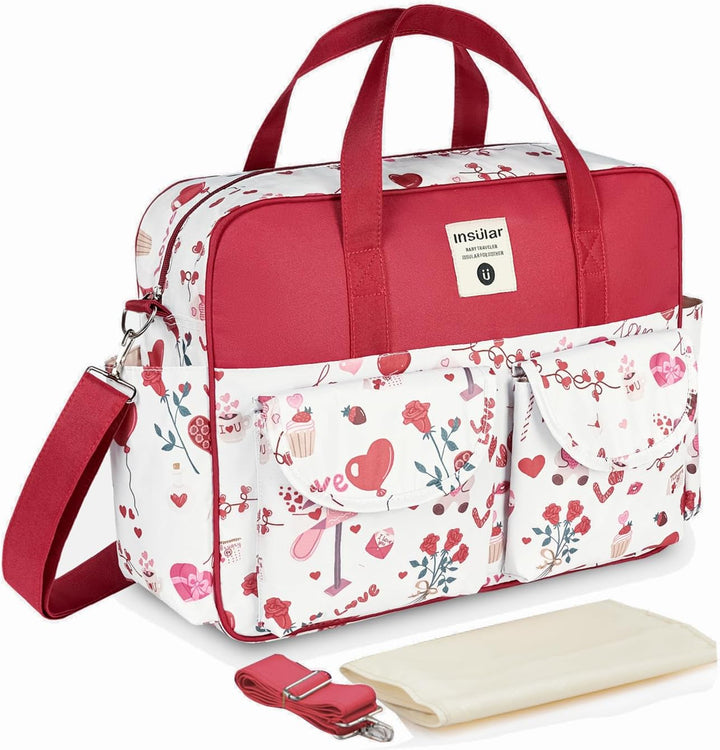 Mummy Shoulder Bag Diaper Bag Chic Nappy Changing Bag Tote/Messenger Style Large with Changing Mat, Adjustable Straps