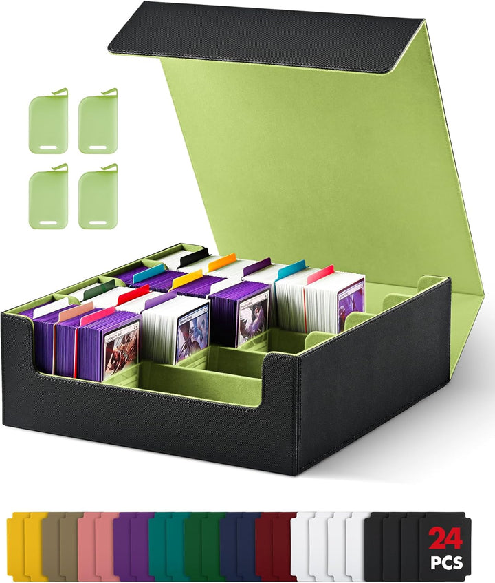 Card Storage Box for Trading Cards, 1800+ PU Leather Commander Card Deck Case, Magnetic Closure Card Holder Fits for Magic Game Cards (Black)
