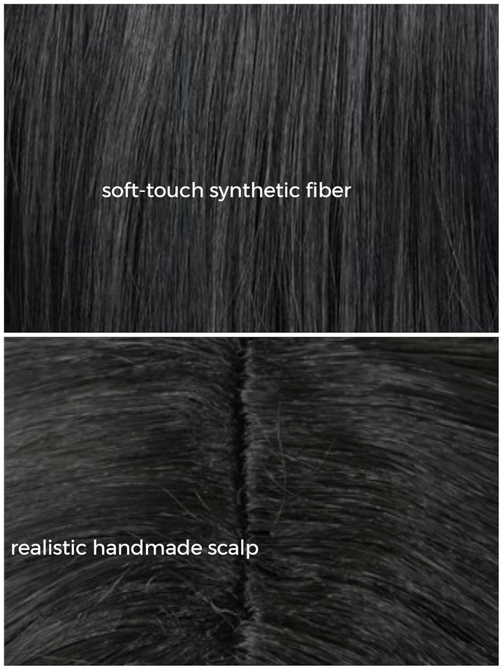 Long Straight Black Kids Wig with Flower Hair Clip, Wigs for Girls Toddler Cosplay 27.6'' Synthetic Hair + Wig Cap for Halloween Party Daily Costumes