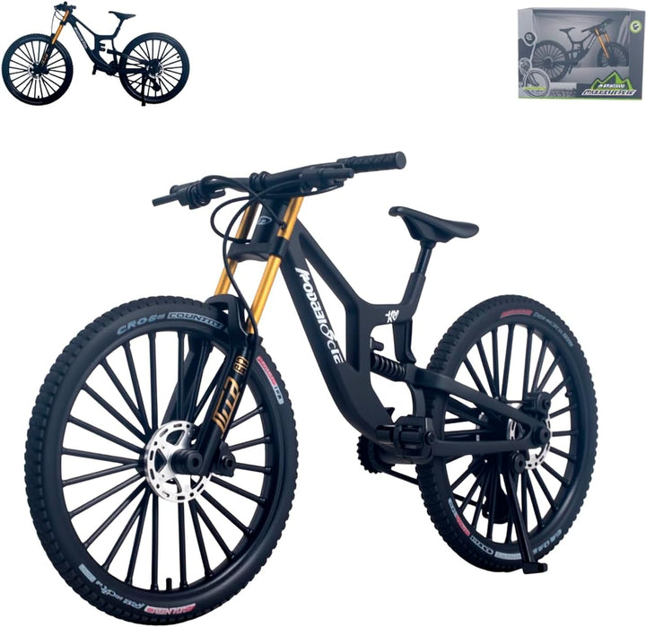 1:8 Scale Mountain Bike Toy DS Die-Cast Mini Finger Bicycle Model Toy Bicycle Figurine Desktop Decoration DH Alloy Bike Action Figurine Toy for Cake Topper Crafts (Yellow)
