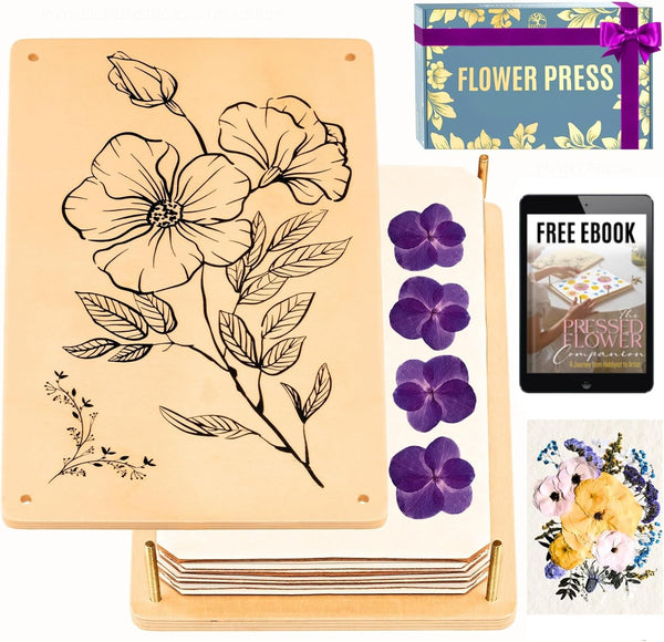 Wooden Flower Press for Adults and Teens - Includes Expert Video Tutorials - Large Flower Press Kit 10.8" X 6.9" - Gift-Ready Packaging Ideal for Arts and Crafts Lovers