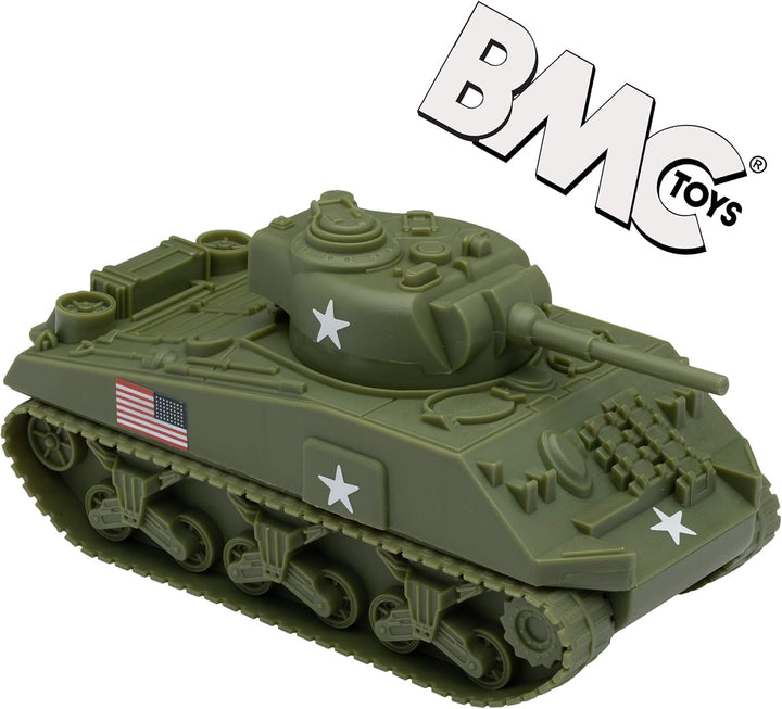 BMC WW2 Sherman M4 Tank - OD Green 1:32 Military Vehicle for Plastic Army Men