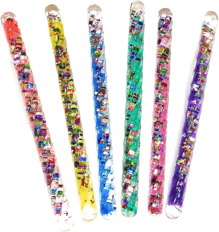 Mini Spiral Glitter Wands (6.5 Inches) Complete Gift Set Party Pack- 6 Pack