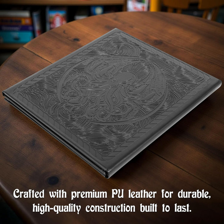 DM Screen – 3-Panel Travel-Ready Dungeon Master Screen with Transparent Pockets, PU Leather GM Screen, Wet-Erase Compatible, Compact Size for Portable Tabletop RPG Campaigns