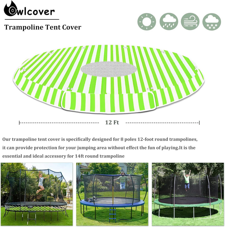 Trampoline Tent Cover for 12 Ft round Trampolines, Outdoor Anti-Uv Shade Cover with Detachable Shoe Bag,Top Replacement Cover Only