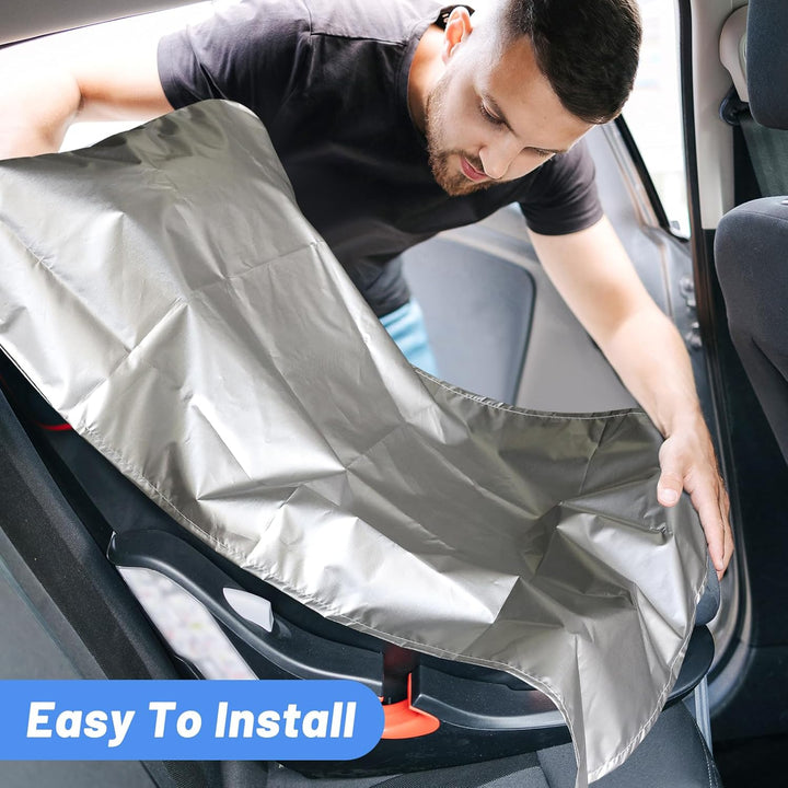 2PCS Car Seat Sun Shade Cover,Baby Car Seat Heat Protector to Keep Toddler Seat at a Cool Temperature,Reflective Car Seat Covers Shield from Heat and UV Sunlight