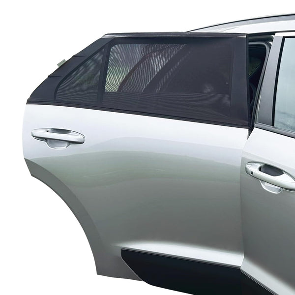 Fit-Over Baby Car Window Sun Shade – Stretchable Car Window Sunshade & Mesh Window Screen for Side Windows - Baby Window Cover for UV Protection- Car Camping Essentials