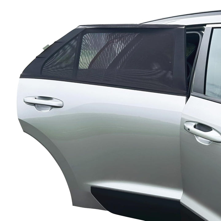 Fit-Over Baby Car Window Sun Shade – Stretchable Car Window Sunshade & Mesh Window Screen for Side Windows - Baby Window Cover for UV Protection- Car Camping Essentials