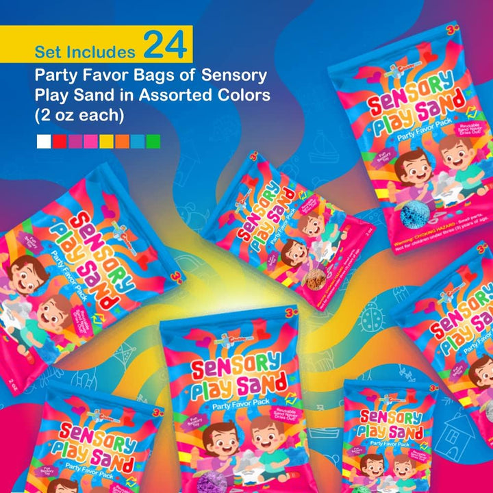 Sensory Play Sand Party Favor Pack Set - 24 Count 2Oz Play Sand Set - Sensory Molding Sand Toy Inspires Creativity & Imagination Use for Goodie Bags & Stocking Stuffers