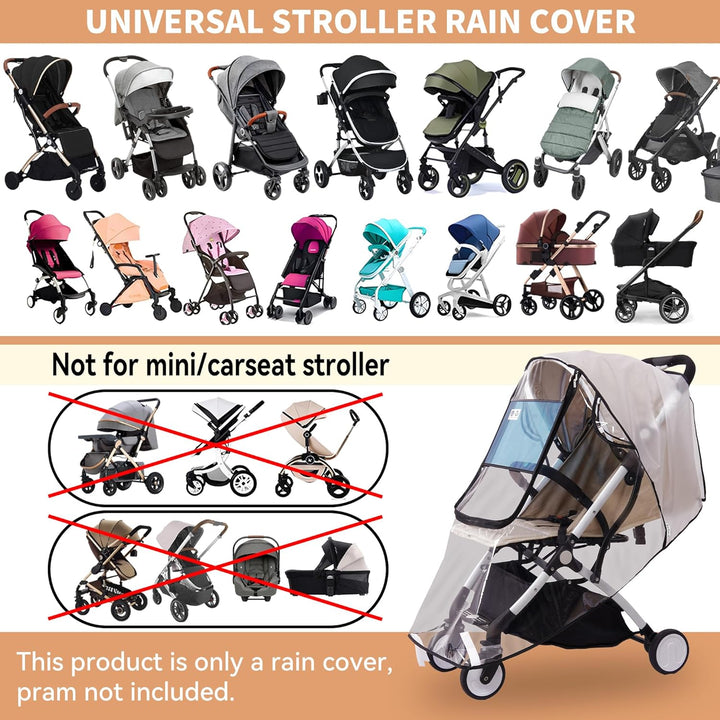 Stroller Rain Cover Universal Stroller, Travel Weather Shield Windproof and Waterproof Protect from Dust and Snow