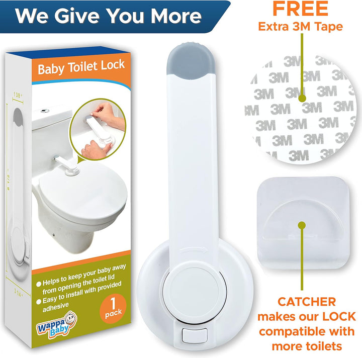 Baby Toilet Lock by  - 9"L X 4"W - Ideal Baby Proof Toilet Lid Lock - No Tools Needed Easy Installation with 3M Adhesive - Top Safety Toilet Seat Lock - Fits Most Toilets - White (1 Pack)