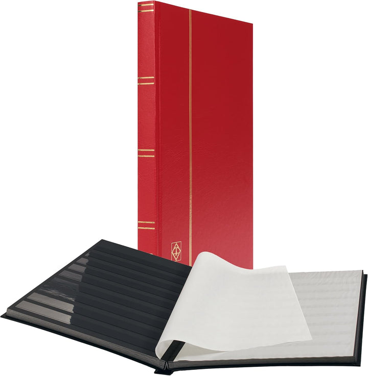– “BASIC” Hard Cover Stockbook for Stamps – 16 Black Cardstock 9”X12” (A4) Pages with Clear Strips - Black