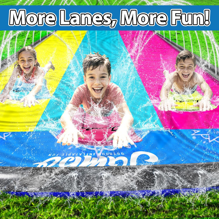 XL 20Ft Premium Slip Splash and Slide with 3 Bodyboards, Heavy Duty Water Slide- Advanced 3-Way Water Sprinkler System, Backyard Waterslide Outdoor Water Toys N Slides for Kids Splash Pad