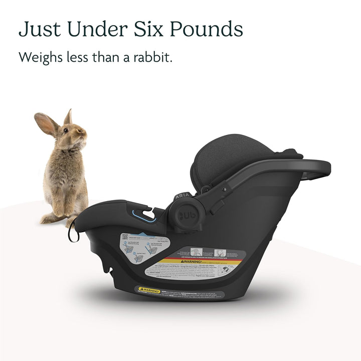 Aria Lightweight Infant Car Seat/Just under 6 Lbs for Easy Portability/Base with Load Leg + Infant Insert Included/Direct Stroller Attachment/Jake (Charcoal/Black Leather)