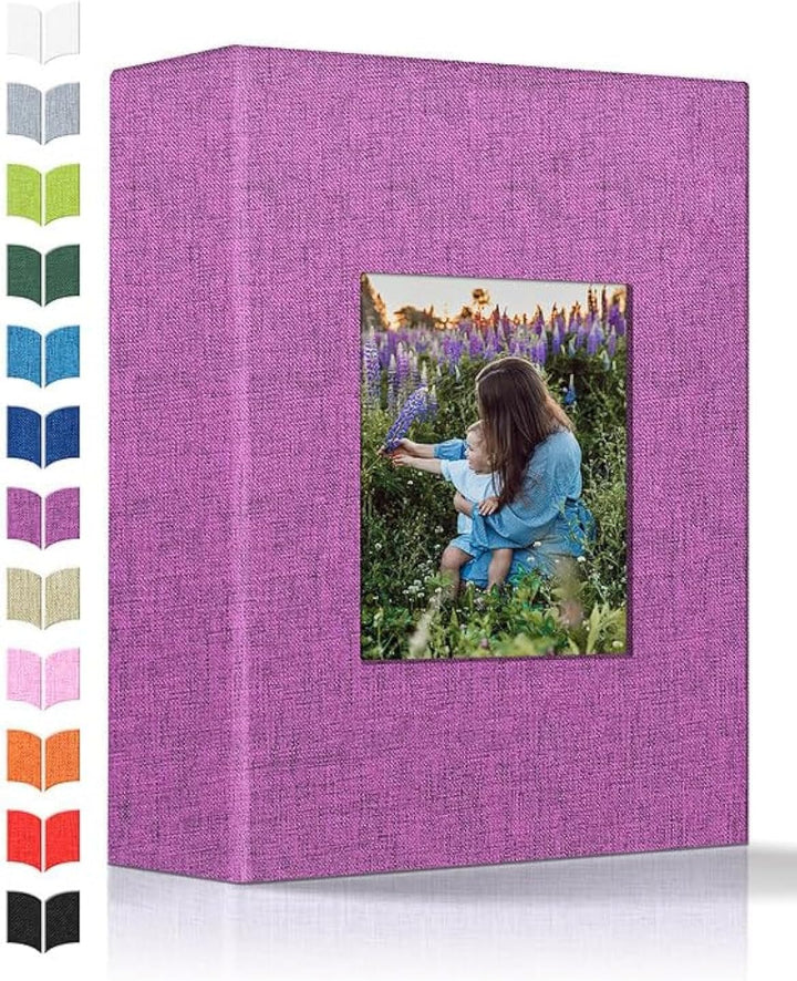 Photo Album 4X6 with 300 Pockets,Slip-In Picture Albums,Linen Cover Memory Book with Front Window,White Page Vertical Photo Book for Wedding,Family,Anniversare,Baby,Vacation