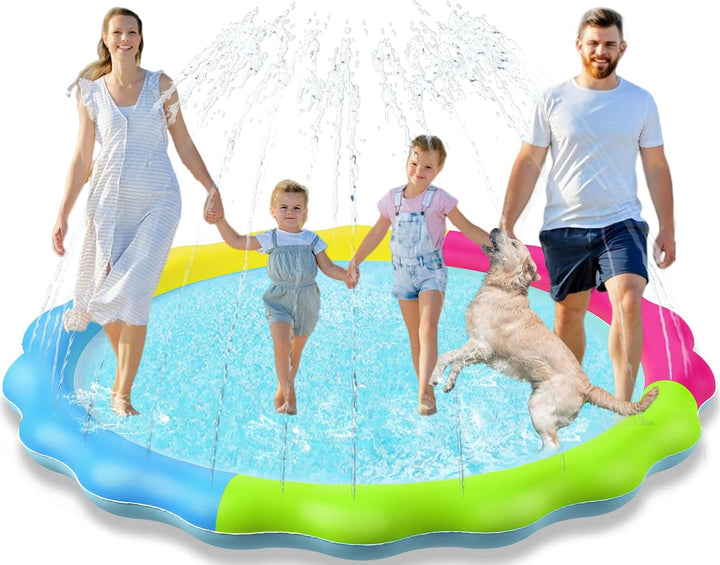 Kids Dog Splash Pad Sprinkler -  Non Slip Dog Sprinkler Pad Splash Pool Puppy Dogs Pool Summer Outdoor Water Toys Backyard Durable Splash Pad for Toddlers Kids Small Medium Large Dogs Pet