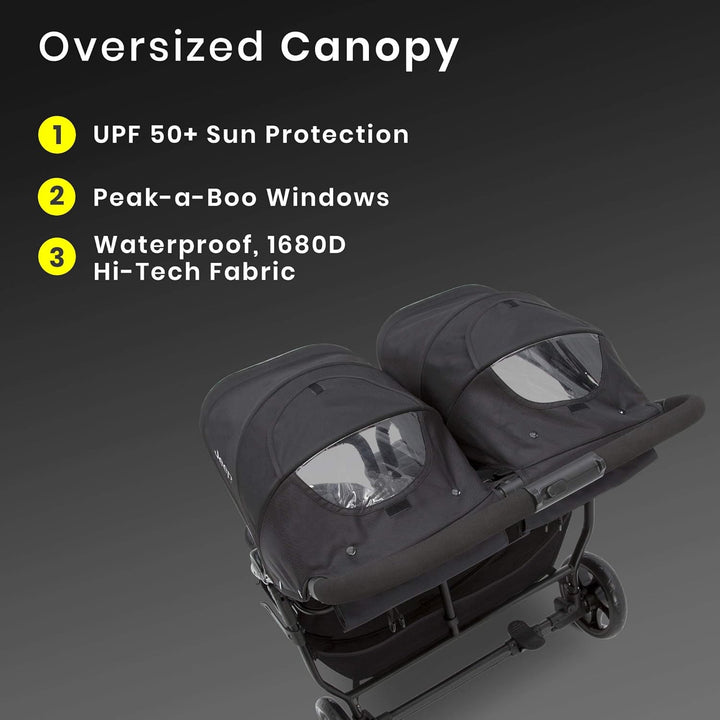 Jeep Destination Ultralight Side X Side Double Stroller, Midnight