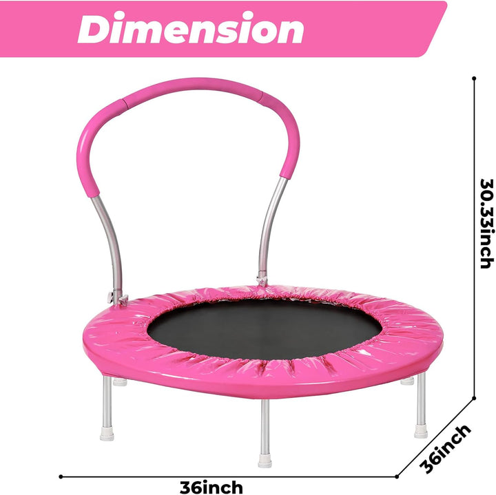 36 Inch Kids Trampoline: Mini Trampoline with Handle Indoor Outdoor Use, Toddler Small Fitness Rebounder