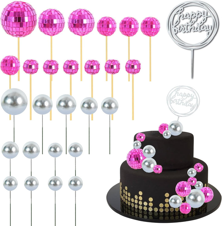 40 Pcs Mini Balls Cake Toppers - Foam Balls DIY Cake Topper Inserts for Birthday Wedding Baby Shower Anniversary Cake Decorations (Red Blue Yellow Green)
