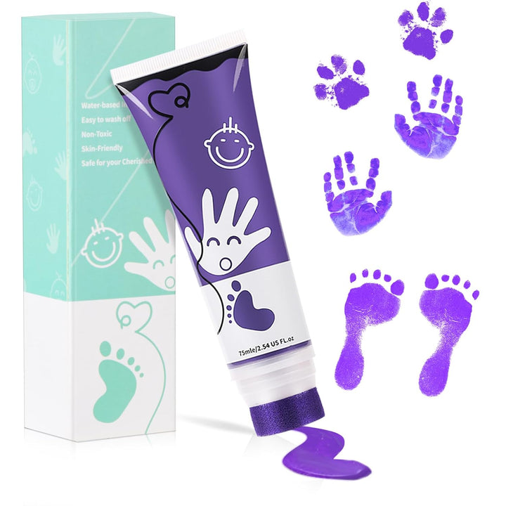 75Ml Black Baby Hand and Footprint Ink Kit, Baby Handprint Footprint Paint for Newborn Keepsake, Dog Cat Paw Print Kit, Washable, Non Toxic Acid-Free, Safe Gentle for Ideal New Mom Gifts