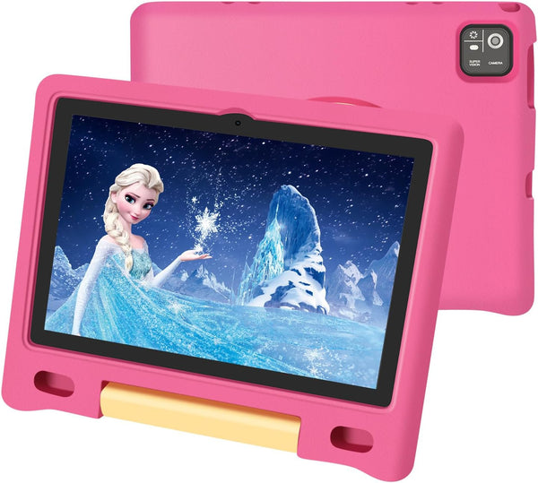Kids Tablet, 10.1 Inch IPS HD Touchscreen Android 14 64 GB Storage, 8GB (4+4 Virtual) RAM, Octa Core Tablet for Kid with Kid-Proof Case, Parental Controls, 12-Hr Battery, Wifi, GPS – Pink