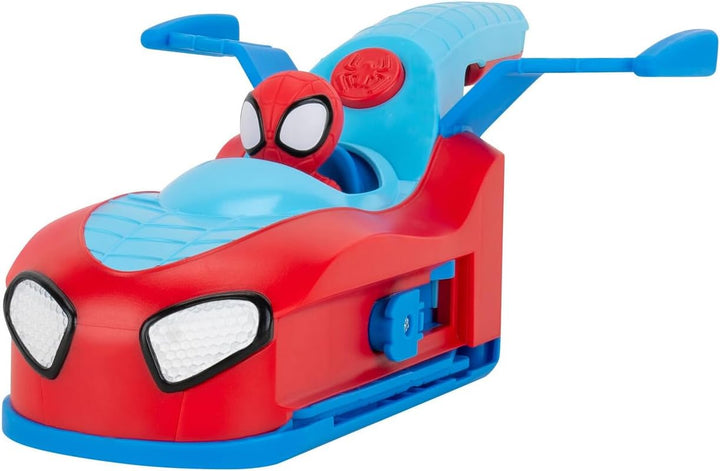 Marvel Spidey and His Amazing Friends Spidey Team Split Racer - 8.5-Inch Three-In-One Vehicle with Web Darts, Sound Effects, and Phrases