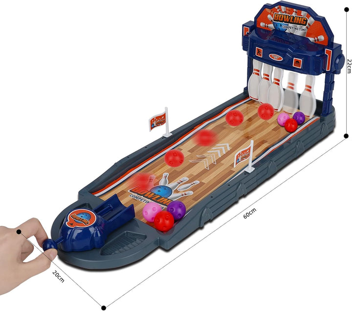 Mini Bowling Set with Pins & Balls - Portable Tabletop Shooting Alley for Kids & Adults, Indoor/Outdoor Family Game Night, Durable Plastic Construction