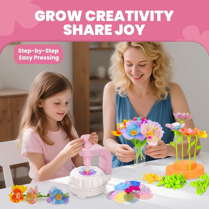 Arts and Crafts for Kids, DIY Fabric Flower Bouquet Craft Kits for Kids Toys, Educational Preschool Learning Detective Toy for Girls 3 4 5 6 7 8 9 10 11 12 Years Old Toddler Birthdays Gift(Pink)