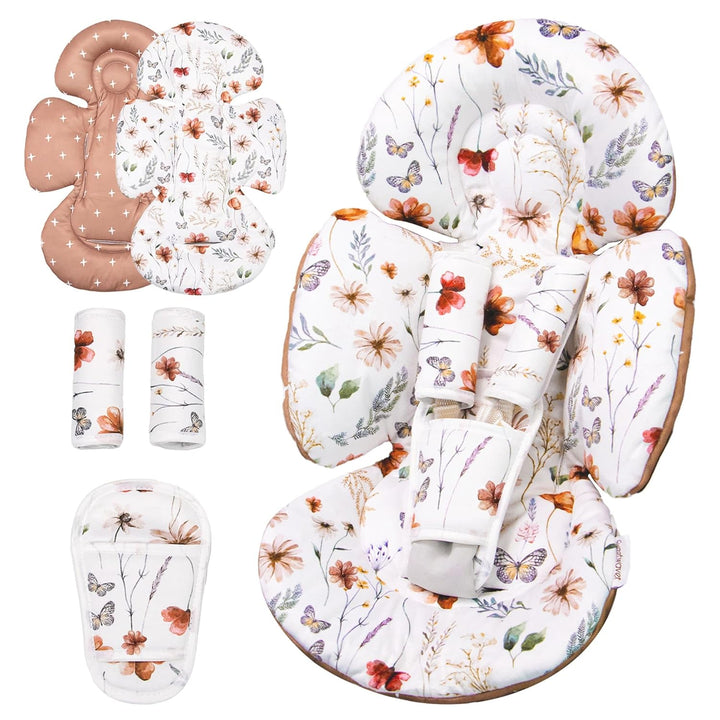 Infant Car Seat Insert Compatible with Mamaroo Swing & Graco Swing and Infant Car Seat, Newborn Insert Baby Head Body Support, Reversible Design, Breathable Soft Fabric, 1Pcs - Pink Floral