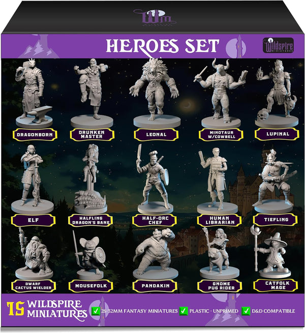 Hero, Player-Character, NPC DND Miniatures, 28Mm32Mm Unpainted D&D Minis Dungeons & Dragons Figures D D Bulk Pathfinder Fantasy Tabletop Fantasy Minis Set