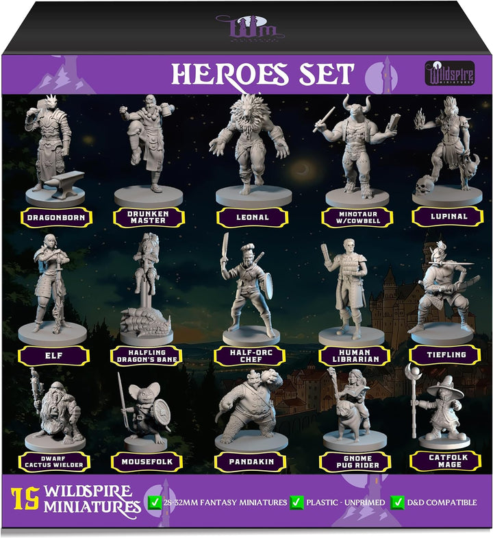 Hero, Player-Character, NPC DND Miniatures, 28Mm32Mm Unpainted D&D Minis Dungeons & Dragons Figures D D Bulk Pathfinder Fantasy Tabletop Fantasy Minis Set