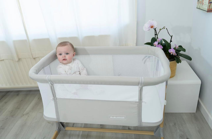 3 in 1 Baby Bassinet with Wheels, Portable Bedside Sleeper for Baby with 6 Adjustable Heights and Foam Mattress, Baby Bedside Crib for Newborns and Infants with Storage Basket