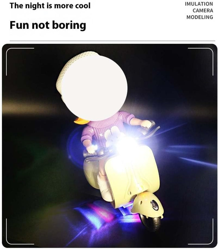 Scooter with Remote for Labubu, Electric Micro Mini Scooter for Labubu Accessories, Funny Plastic Doll Scooter Vehicles, Rotate 360° Interactive Scooter Ornaments Gifts for Lbubu Fans(Gray,With Batter