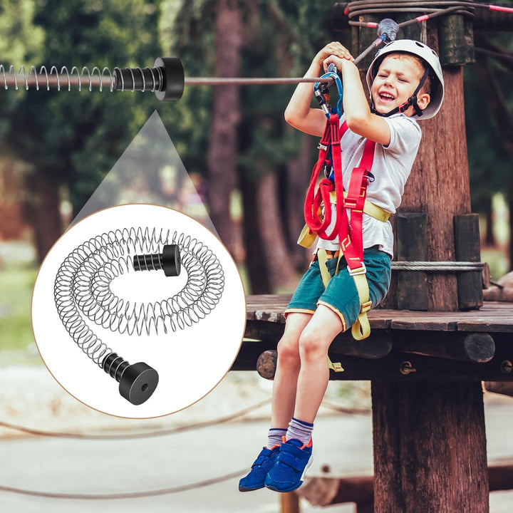 2 Pcs Heavy Duty Stainless Steel Zipline Spring Brake 5.3 Ft Long Zipline Stopper Zip Line Accessories Braking System Stop for 3/16 1/4 5/16 3/8 Inch Wire Kit Backyard