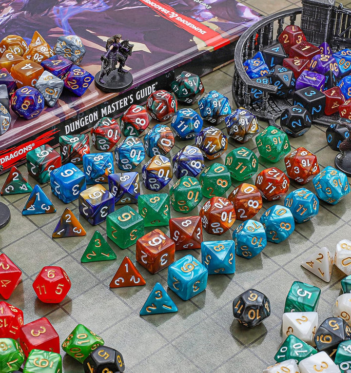 DND Dice Sets - 26 X 7 Polyhedral Dice (182Pcs) with a Large Drawstring Bag Great for Dungeons and Dragons, Role Playing Table Game.