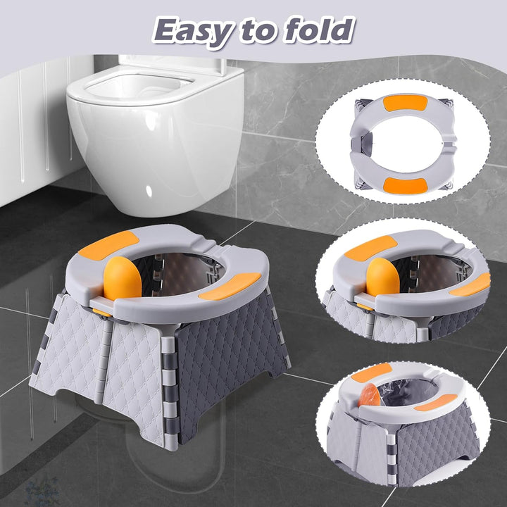 Portable Potty for Toddler Travel, Kids Travel Potty Training Chair with Travel Bag,Baby Potty Training Toilet for Outdoor and Indoor Easy to Clean(Gray) by , Includes 30 Replacement Bags