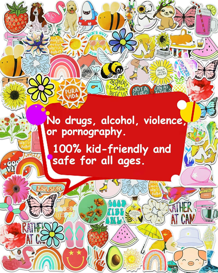200Pcs Water Bottle Stickers for Kids, Cute Stickers for Water Bottles, Vinyl Waterproof Aesthetic Laptop Sticker Pack Classroom Prizes Skateboard for Kids Teens Girls Students