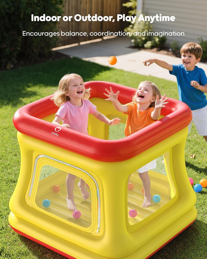 3-In-1 Inflatable Bounce House for Toddlers 1-3, Ball Pit & Trampoline, Inflatable Bouncy House with Safety Net, Indoor & Outdoor Bubble Bouncer Baby Play Yard