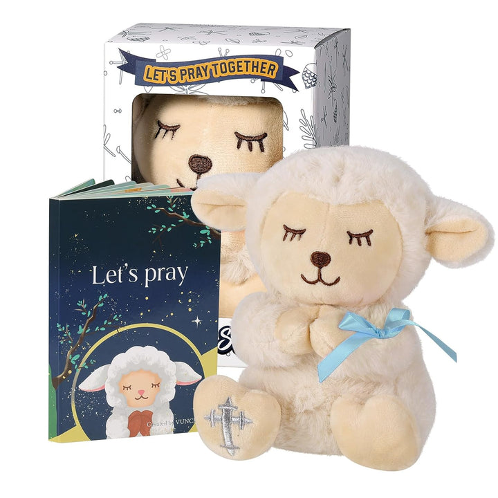 Baptism Gifts for Girls, Baby Dedication Gift, Christening Gifts for Baby Girls, Baptism Gifts Set Include 7'' Plush Bunny and Let'S Pray Book in Keepsake Box.