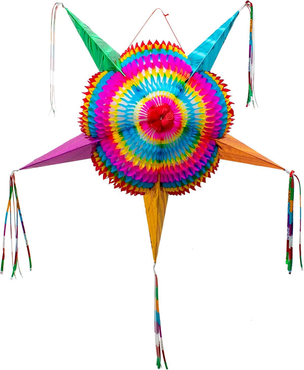 Mexican Piñata (Large 32 Inches) - Authentic Handmade Foldable Large Pinata for Birthday Party - Piñatas Para Cumpleaños - Fiesta Piniata - Mexican Star Pinata - Cinco De Mayo Pinatas