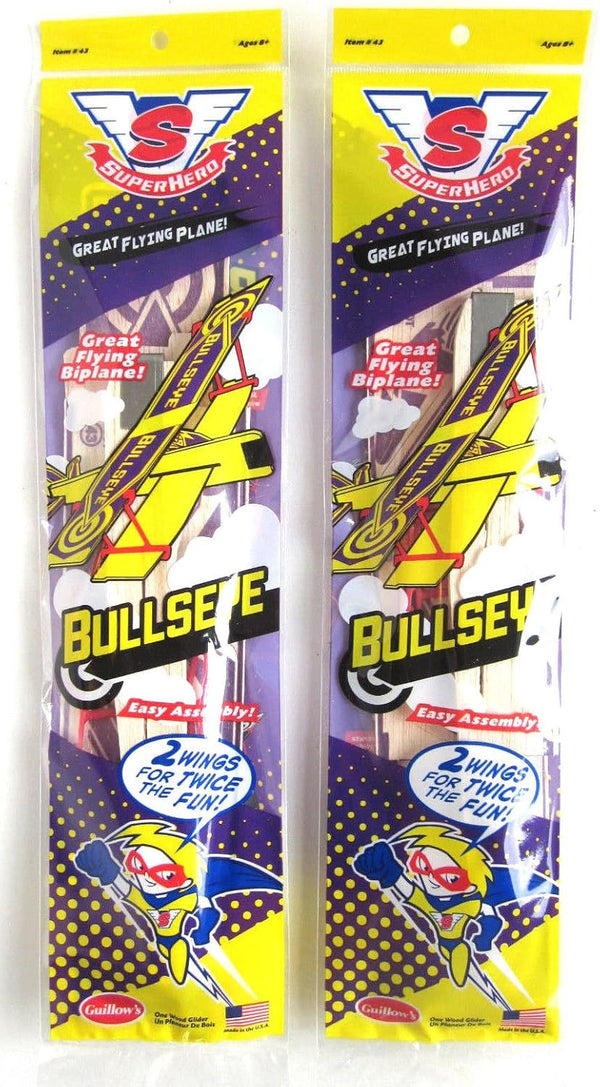 ~(2) Biplane Bullseye Balsa Wood Airplane Glider  Model Kit #43