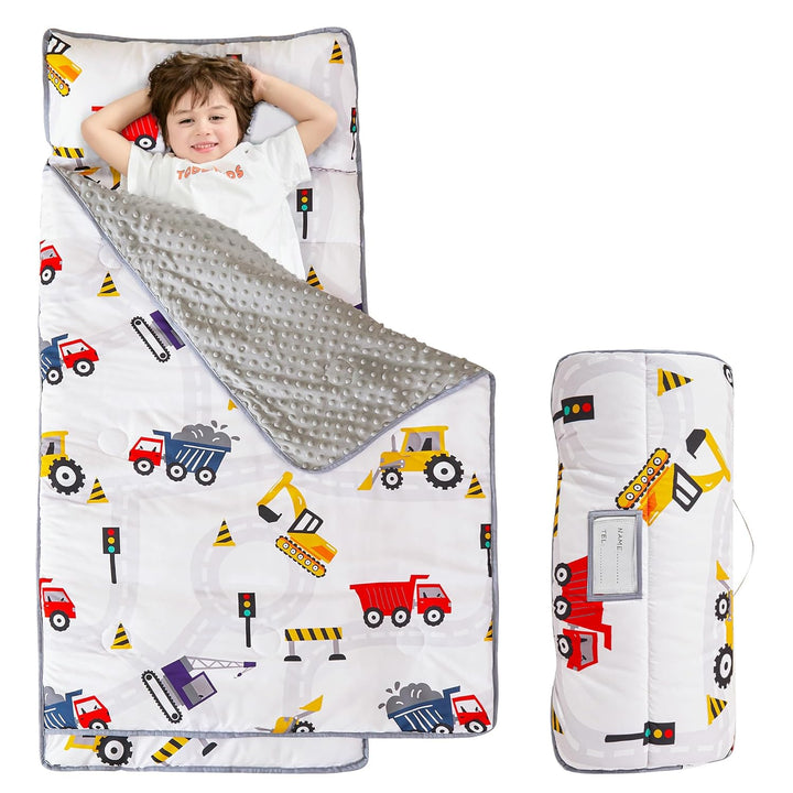 Toddler Kid Nap Mat for Preschool, Girls Pink Princess Slumber Bag, Daycare Sleeping Bag with Pillow and Blanket, Kindergarten Sleep Mat
