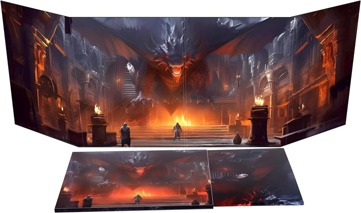 DM Screen 4-Panel Cardboard Game Master Screen with Erasable & Clear Pockets, Gloomy Castle Artwork Game Master Shield Tool for Dungeon Master and RPG Player (Style B)