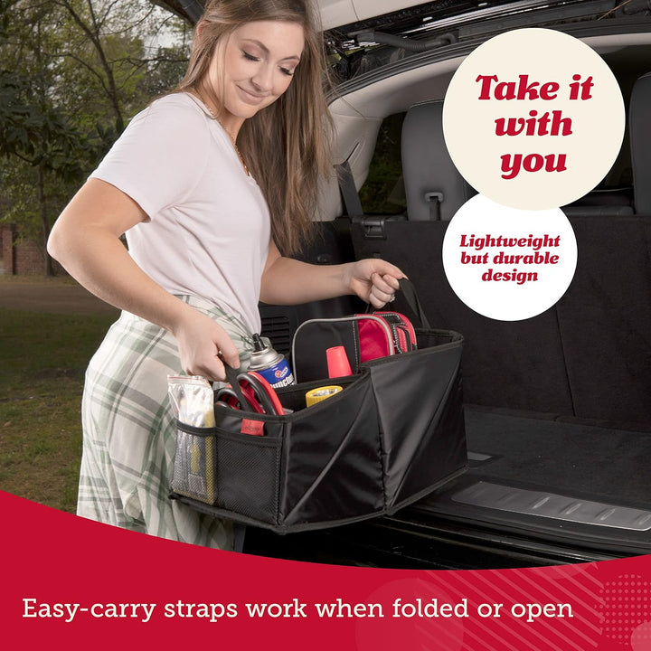 Backseat Car Organizer for Front & Rear Seats - Black Oxford - 9 Compartments & Cup Holders for Travel & Road Trip Essentials for Kids - Fits Cars, Trucks & Vans
