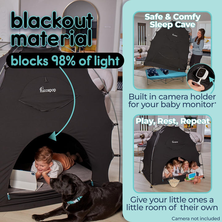 Daydreamer Blackout Tent for Pack and Play, Patented Portable Crib Tent, Blackout Canopy Crib Cover, Sleep Pod for Kids
